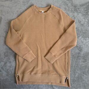 Varley Tan Crewneck Sweater with Zipper Accents Size XS‎